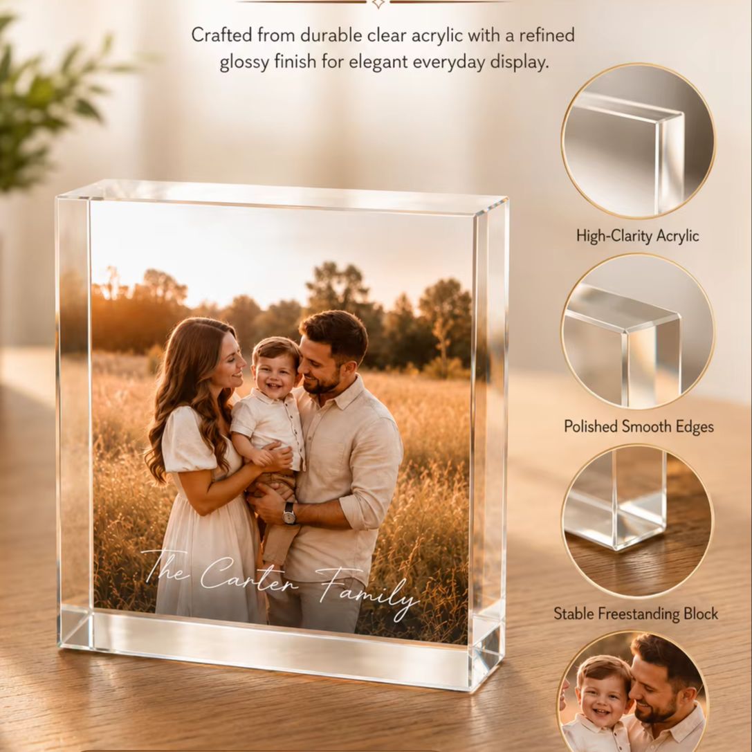 Photo Acrylic Block - Bloc photo familial personnalisé en acrylique,